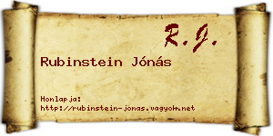 Rubinstein Jónás névjegykártya